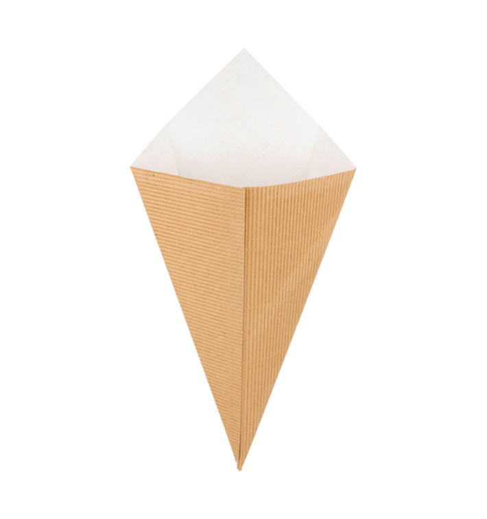 Paper Carrugated Dipping Cone Kraft 27cm 250g (100 Units) Paper Carrugated Dipping Cone Kraft 27cm 250g (100 Units)