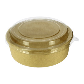 Paper Container Kraft-Kraft + RPET Lid 33Oz/1000 ml (25 Units)