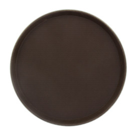 Plastic Tray Round Non-Slip Brown Ø35,5cm (12 Units)