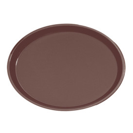 Plastic Tray Oval Non-Slip Brown 67,0x55,5cm (6 Units)