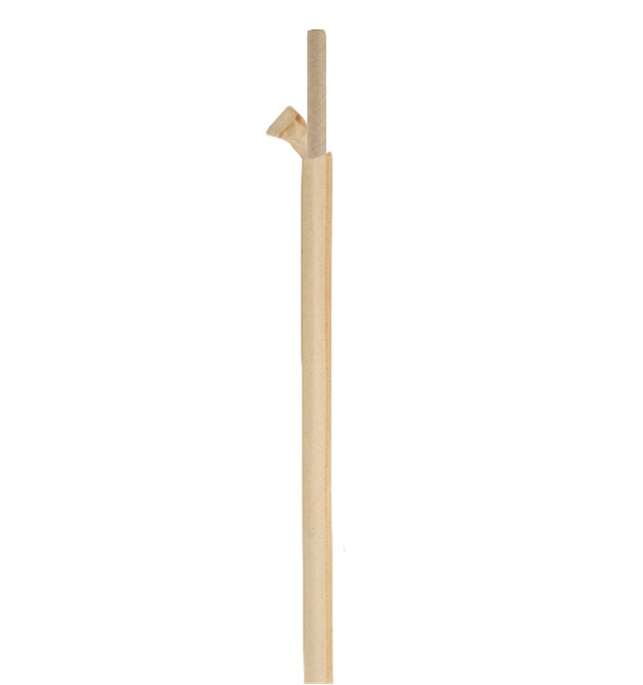 Paper Straw Straight Black Wrapped With a Kraft Sleeve Ø8mm 20cm (100 Units)