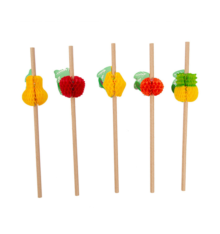 Paper Straw Straight Fruits Ø0,6cm 23cm (24 Units) Paper Straw Straight Fruits Ø0,6cm 23cm (24 Units)