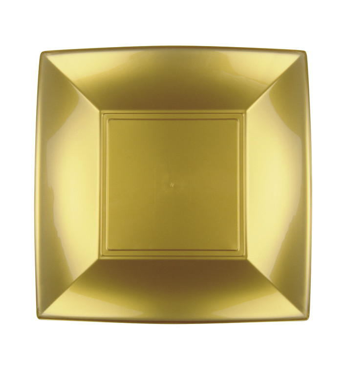 Plastic Plate Flat Gold "Nice" PP 18 cm (300 Units) Plastic Plate Flat Gold "Nice" PP 18 cm (300 Units)