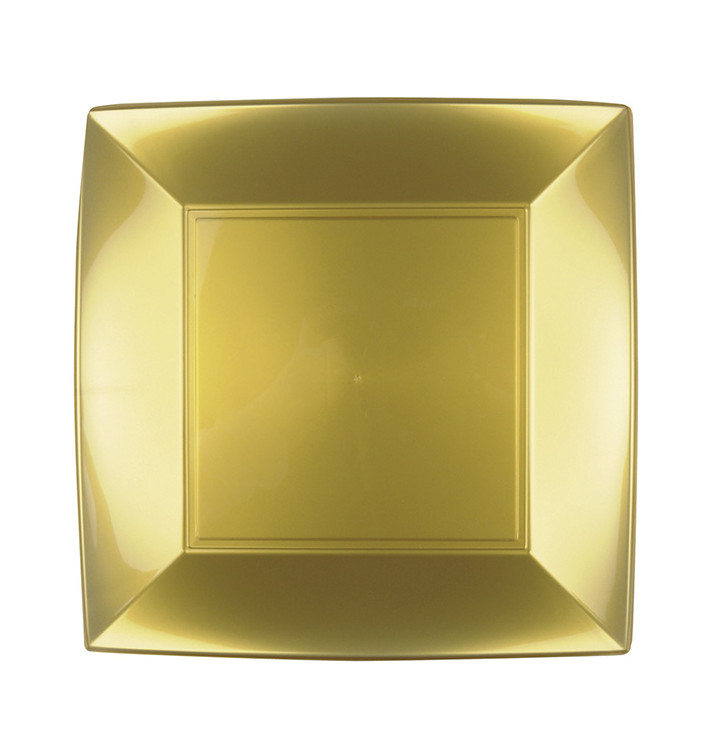 Plastic Plate Flat Gold "Nice" PP 23 cm (12 Units) Plastic Plate Flat Gold "Nice" PP 23 cm (12 Units)