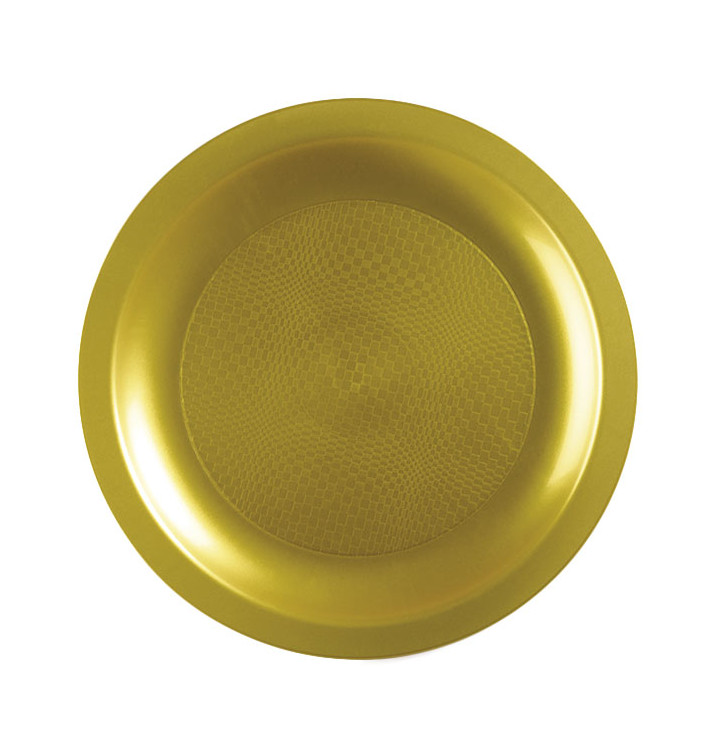Plastic Plate Flat Gold "Round" PP Ø18,5 cm (25 Units) Plastic Plate Flat Gold "Round" PP Ø18,5 cm (25 Units)