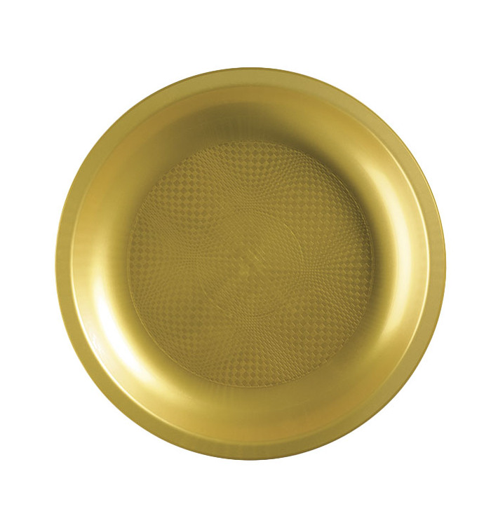 Plastic Plate Flat Gold "Round" PP Ø22 cm (25 Units) Plastic Plate Flat Gold "Round" PP Ø22 cm (25 Units)