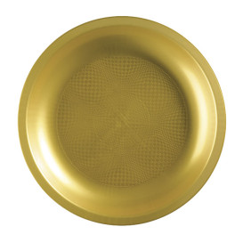 Plastic Plate Flat Gold "Round" PP Ø22 cm (600 Units)