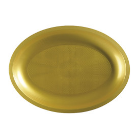 Plastic Platter Microwavable Oval Shape Gold "Round" 31,5x22 cm (10 Units)