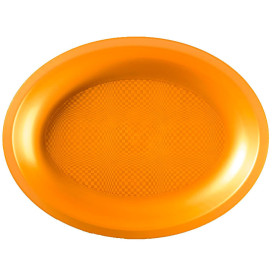 Plastic Platter Microwavable Oval Shape Gold "Round" 31,5x22 cm (240 Units)