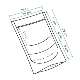 Paper Doypack Kraft with self closing and Window 16+8x26cm (50 Units)