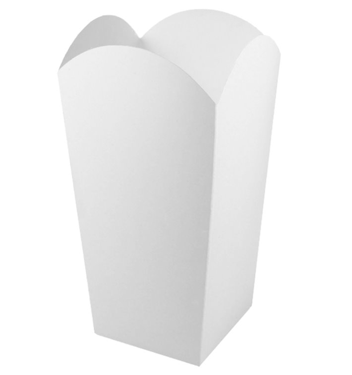 Paper Popcorn Box Medium Size White 90gr 7,8x10,5x18cm (350 Units) Paper Popcorn Box Medium Size White 90gr 7,8x10,5x18cm (350 Units)