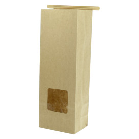 Paper Bag without Handle Kraft and Window 9+6x26cm (50 Uds)