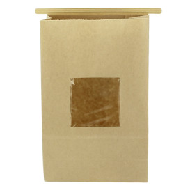 Paper Bag without Handle Kraft and Window 15+7x23cm (50 Uds)