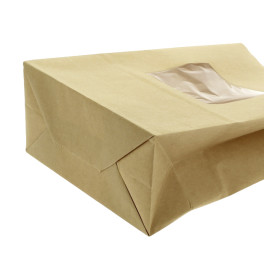 Paper Bag without Handle Kraft and Window 15+7x23cm (50 Uds)