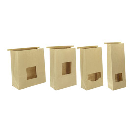 Paper Bag without Handle Kraft and Window 20+8x23cm (500 Uds)