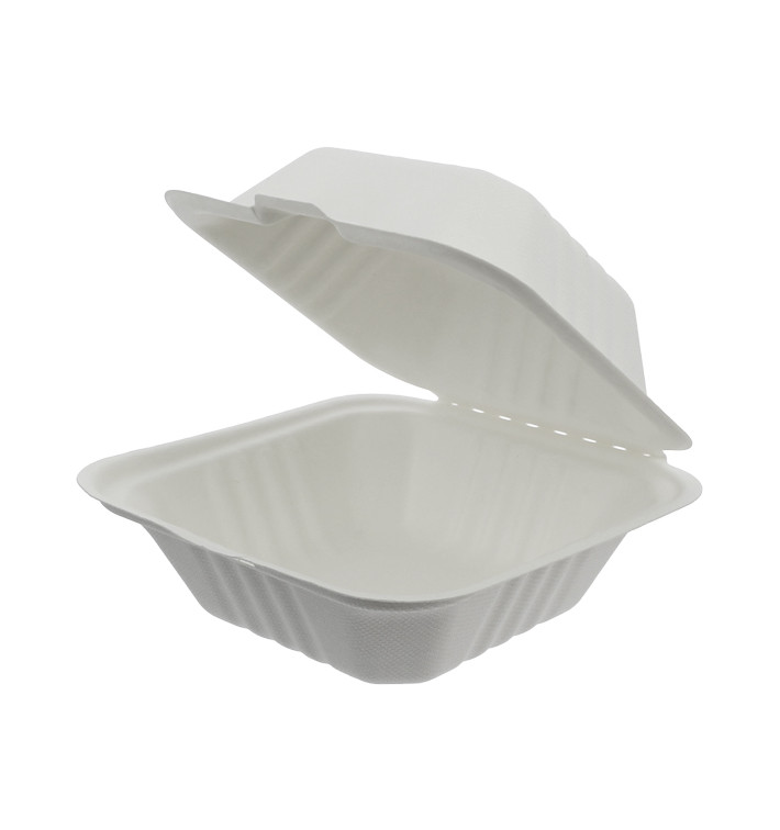 Sugarcane Burger Box White 152x153x77mm (500 Units) Sugarcane Burger Box White 152x153x77mm (500 Units)