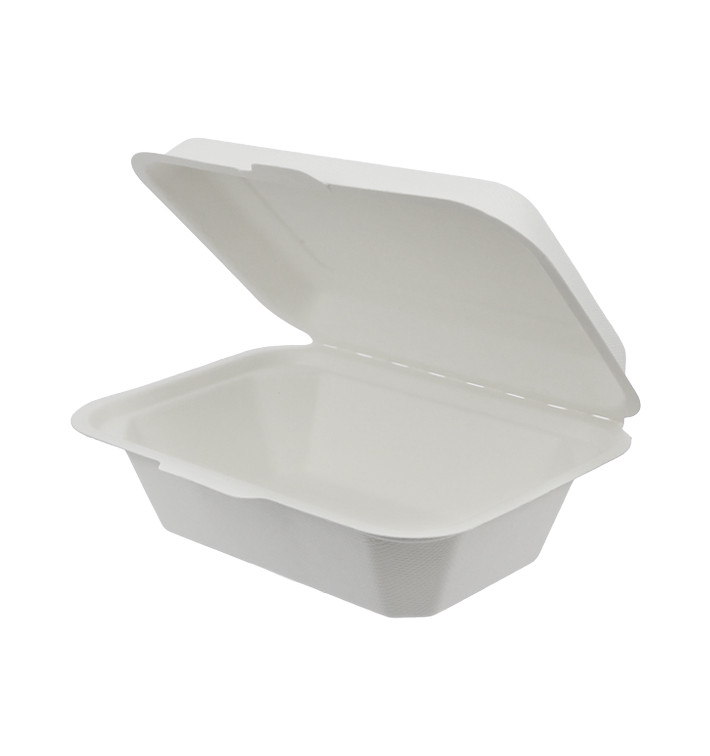 Sugarcane Hinged Container "Menu Box" White 13,6x18,2x6,4cm (50 Units) Sugarcane Hinged Container "Menu Box" White 13,6x18,2x6,4cm (50 Units)
