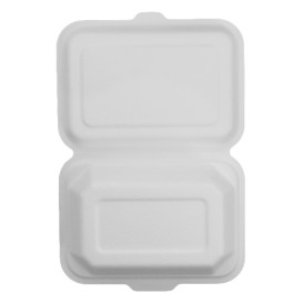 Sugarcane Hinged Container "Menu Box" White 13,6x18,2x6,4cm (300 Units)