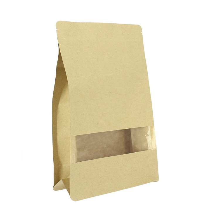 Paper StandUp Kraft with self closing and Window 16+8x26cm (50 Units)