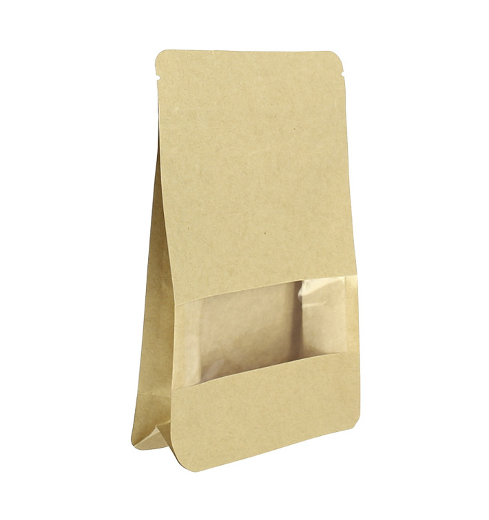Paper StandUp Kraft with self closing and Window 12+6x20cm (50 Units) Paper StandUp Kraft with self closing and Window 12+6x20cm (50 Units)