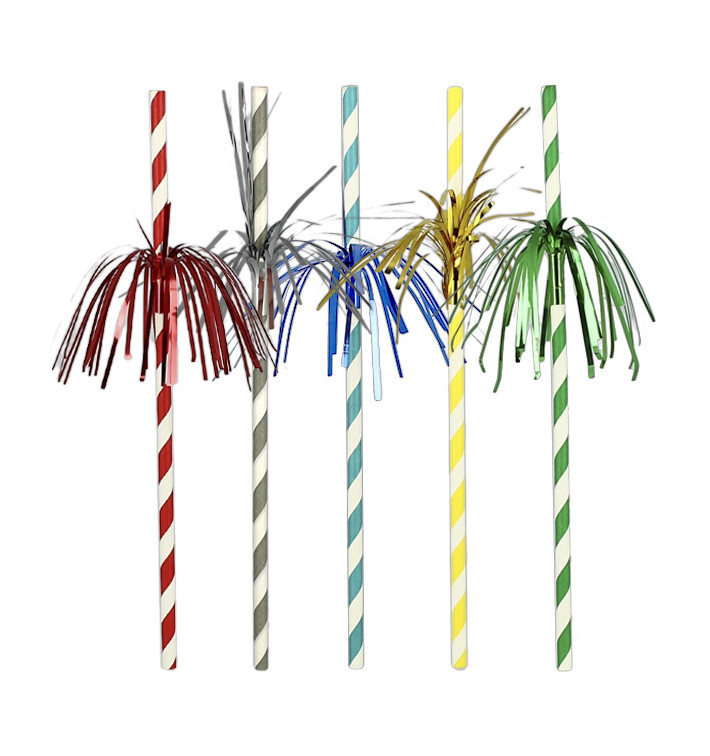 Paper Straw Straight Palms Ø0,6cm 24cm (100 Units) Paper Straw Straight Palms Ø0,6cm 24cm (100 Units)