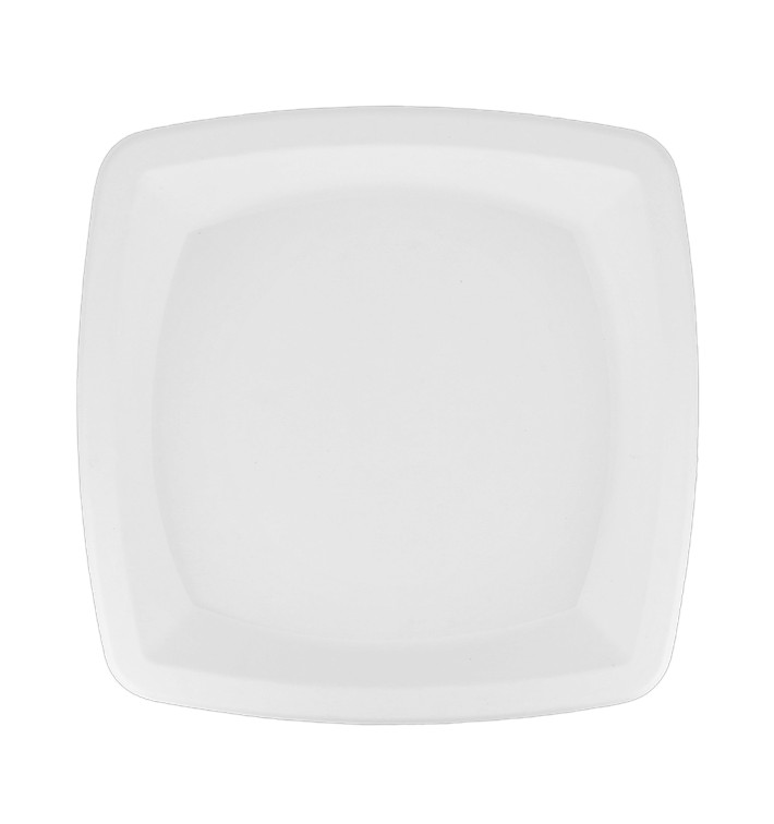 Sugarcane Plate Square shape White 25 cm (500 Units) Sugarcane Plate Square shape White 25 cm (500 Units)
