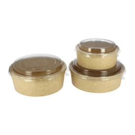 Paper Container Kraft-Kraft + RPET Lid 25 Oz/750 ml (300 Units) Paper Container Kraft-Kraft + RPET Lid 25 Oz/750 ml (300 Units)