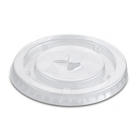 Plastic Lid with Straw Slot PP Crystal Flat Ø7,9cm (50 Units)