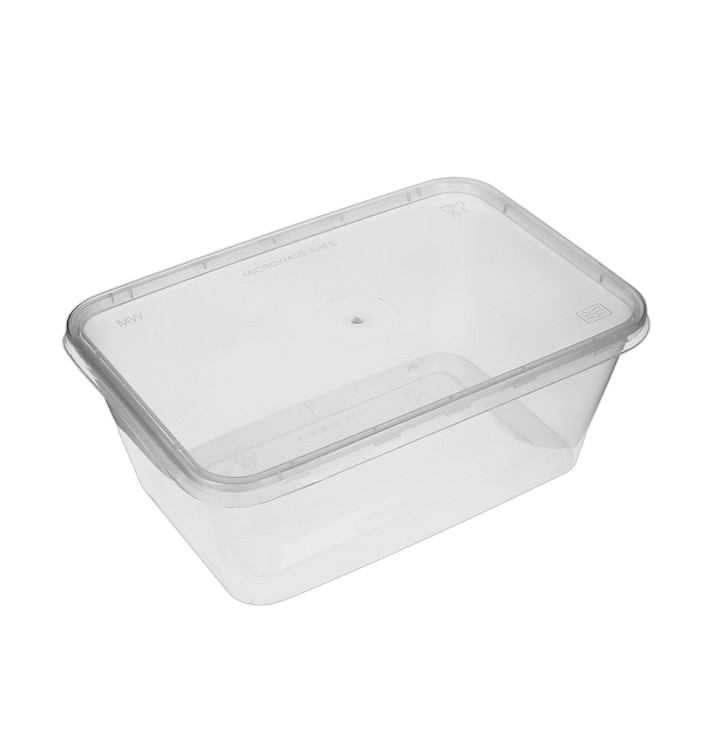 Plastic Container and Plastic Lid PP Rectangular Shape 1.000ml (50 Units) Plastic Container and Plastic Lid PP Rectangular Shape 1.000ml (50 Units)