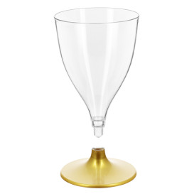 Reusable PS Cup Water/Wine Gold Foot 200ml 2P (6 Units)
