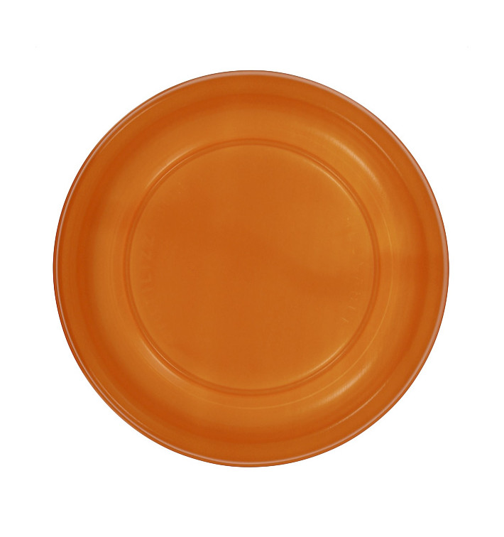 Reusable Plate Flat Economic PS Orange Ø17cm (300 Units)