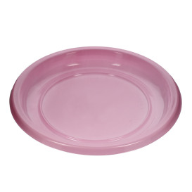 Reusable Plate Flat Economic PS Pink Ø22cm (25 Units) 