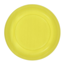 Reusable Plate Flat Economic PS Yellow Ø22cm (200 Units)