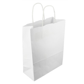 Paper Bag with Handles Kraft White 100g/m² 25+11x31cm (200 Units)
