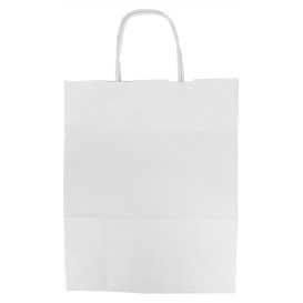 Paper Bag with Handles Kraft White 100g/m² 25+11x31cm (200 Units)