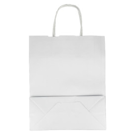 Paper Bag with Handles Kraft White 100g/m² 25+11x31cm (25 Units) 