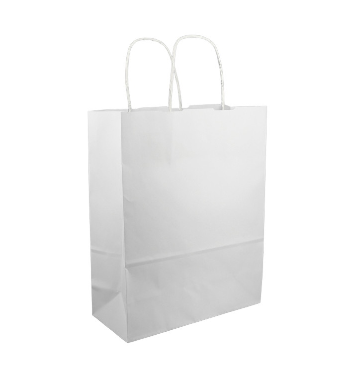 Paper Bag with Handles Kraft White 100g/m² 25+11x31cm (25 Units) 