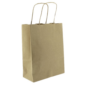 Paper Bag with Handles Kraft 100g/m² 18+8x24cm (25 Units) 