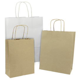 Paper Bag with Handles Kraft White 100g/m² 25+11x31cm (25 Units) 