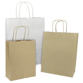 Paper Bag with Handles Kraft Brown 100g/m² 35+18x34cm (250 Units)