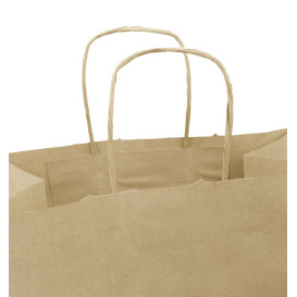 Paper Bag with Handles Kraft Brown 100g/m² 25+13x33cm (250 Units)