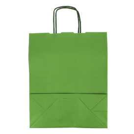 Paper Bag with Handles Green 100g/m² 25+11x31cm (200 Units)