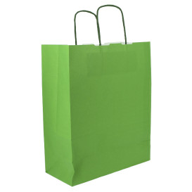 Paper Bag with Handles Green 100g/m² 25+11x31cm (25 Units) 