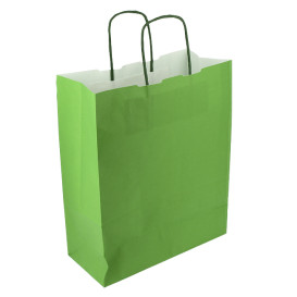 Paper Bag with Handles Green 100g/m² 25+11x31cm (25 Units) 