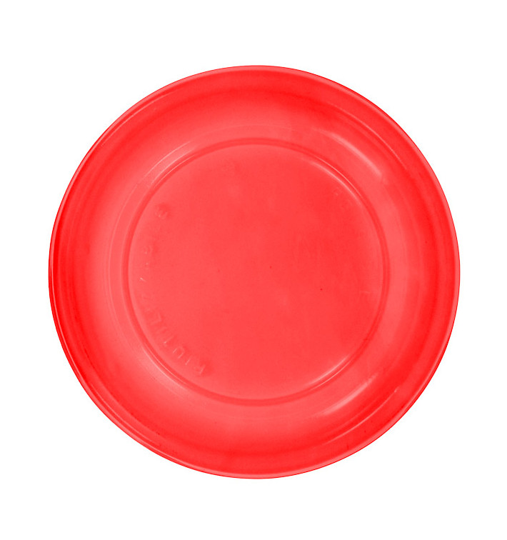 Reusable Plate Flat Economic PS Red Ø17cm (300 Units)