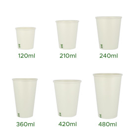 Plastic-Free Paper Cup 12 Oz/360ml White Ø8cm (50 Units)