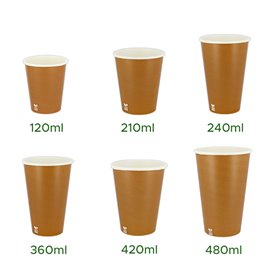 Plastic-Free Paper Cup 16 Oz/480ml "Caramel" Ø9cm (1.000 Units)