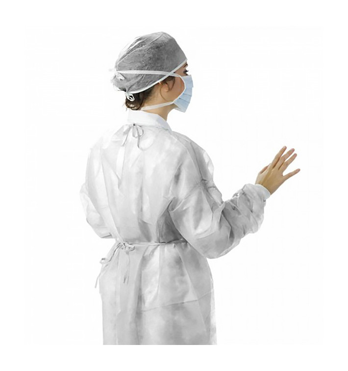 Disposable Lab Coat TST PP Tie Belt Back Closure White XL (100 Units) Disposable Lab Coat TST PP Tie Belt Back Closure White XL (100 Units)