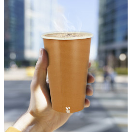 Plastic-Free Paper Cup 16 Oz/480ml "Caramel" Ø9cm (1.000 Units)