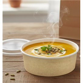 Paper Soup Bowl with Lid Kraft PP 25 Oz/750ml (50 Units) 